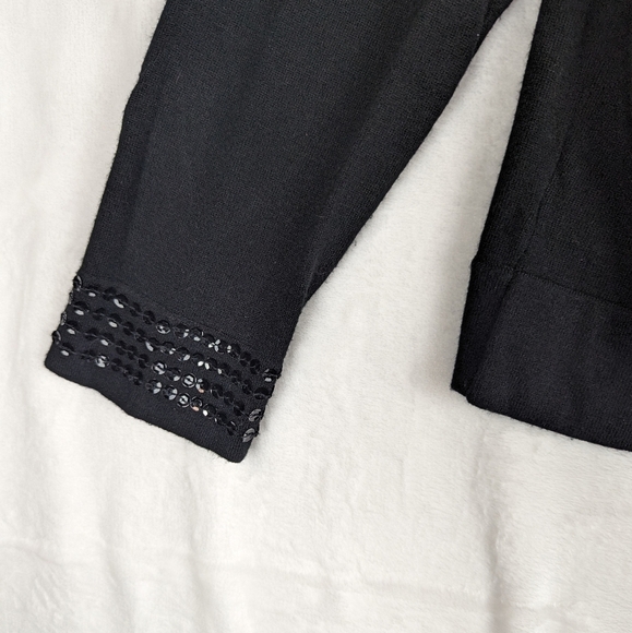Coldwater Creek Sequined Cardigan Sweater Small Black Semi-formal Sequins - Picture 8 of 15